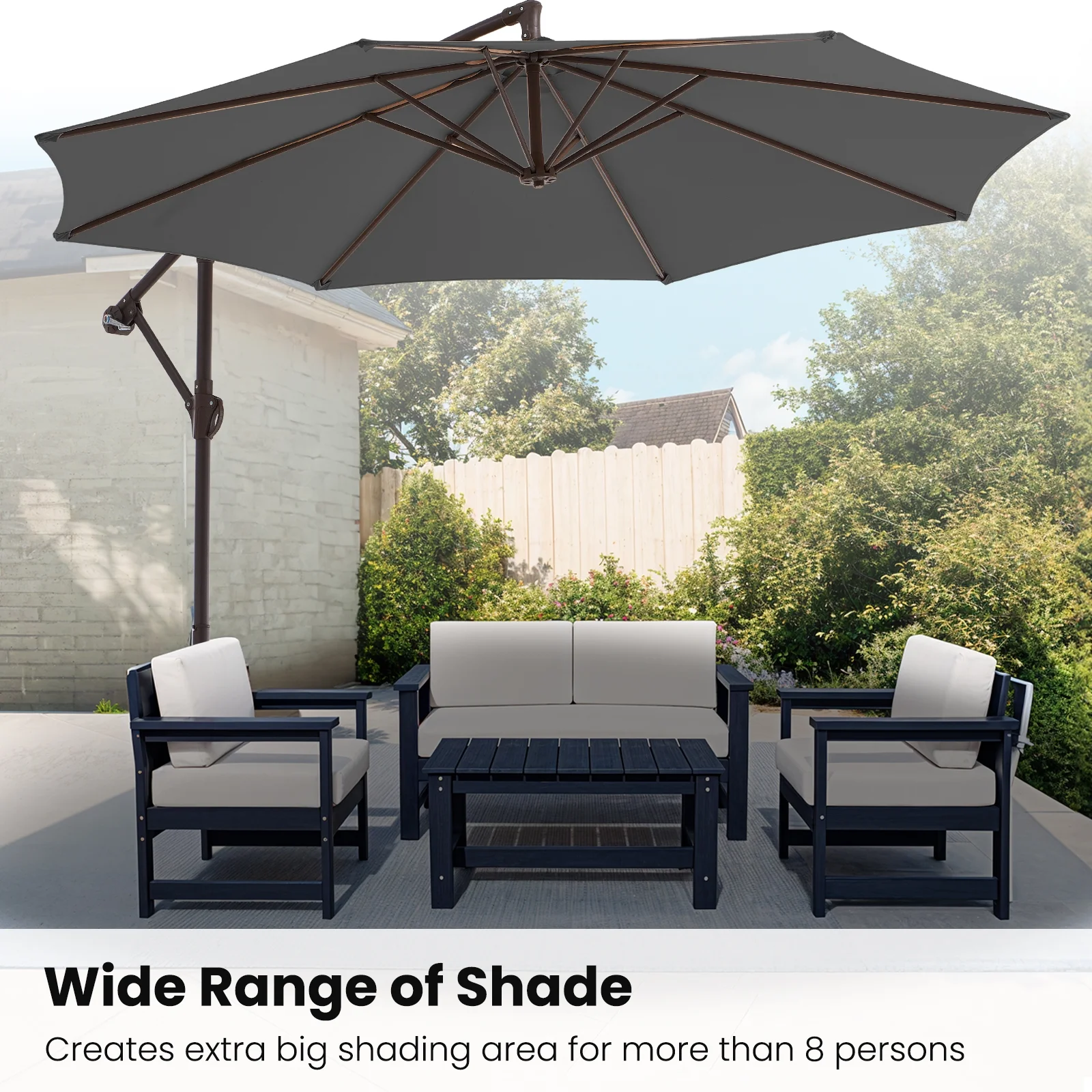 PeruPony Outdoor Hanging Offset Cantilever Umbrella for Patio - Image 3